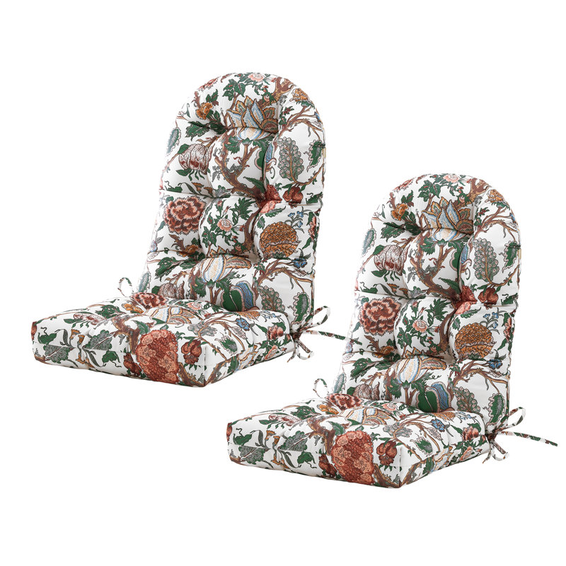 Outdoor Adirondack Chair Cushion For Patio Furniture,Tufted Thick Seat & Round High Back Rocking Oudoor Cushion, 21"X4" Inches,Set Of 2,Floral