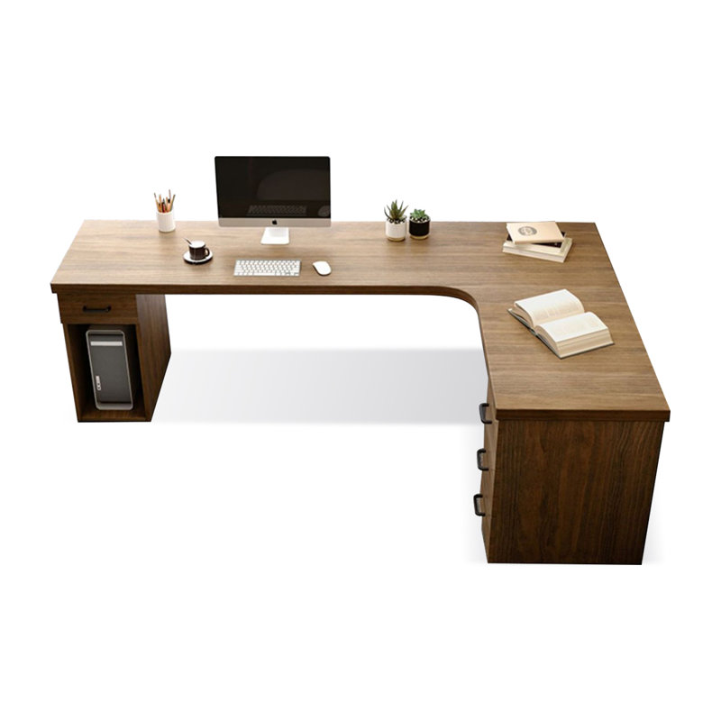 Solid wood L-shaped desk with Bookcase, Right Hand Return, 29.53" H x 70.87" W x 39.37" D