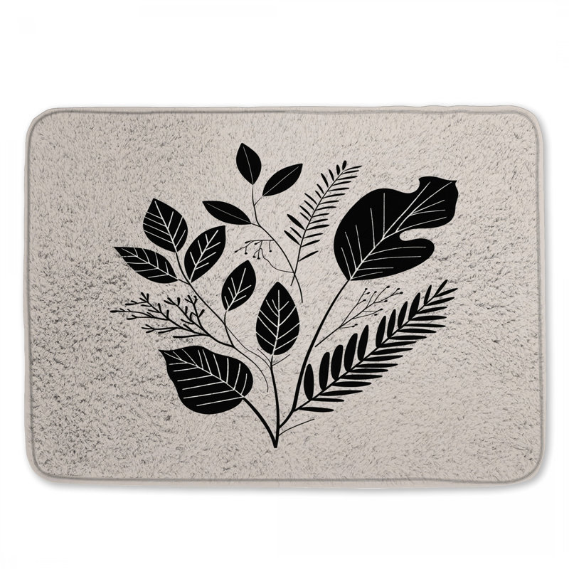 Tapis de bain à motif de feuilles, 34 po L x 21 po L