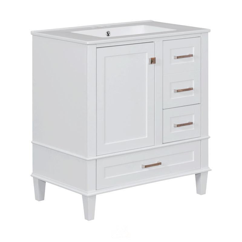Ensemble de meuble-lavabo moderne 30 "avec lavabo, Blanc