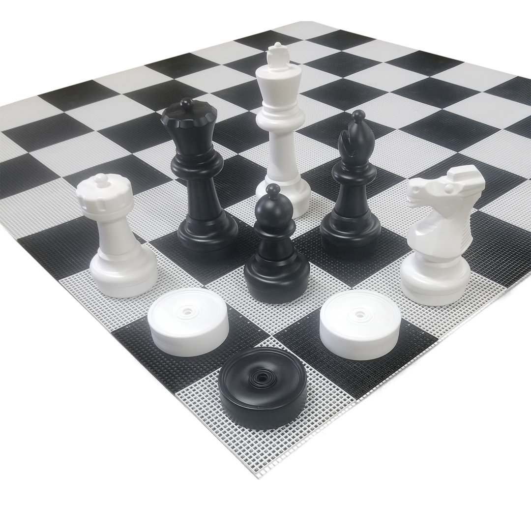 24" Tall Giant Chess Set with Checkers and Hard Plastic Board MegaChess