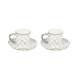 Sterling Check Stoneware Espresso Cup and Saucer