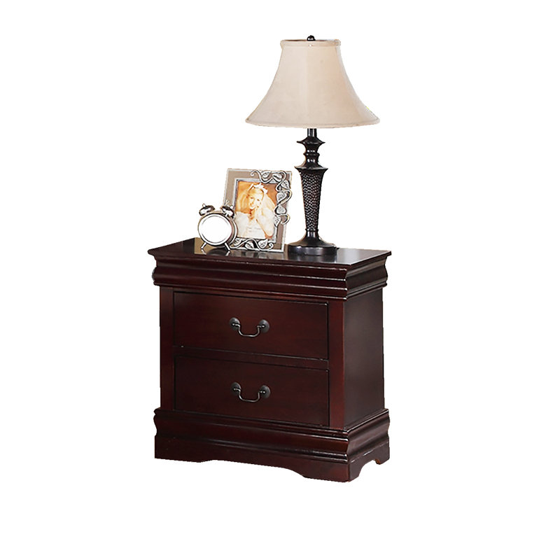 Table de chevet 2 tiroirs Hemmer, Cerisier foncé