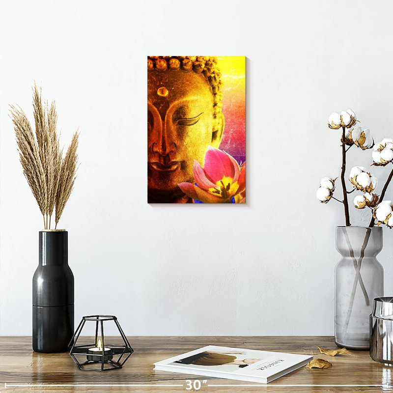 «Buddhist Stunning Buddha», reproduction sur toile, H 12 po x l 8 po x P 1 po