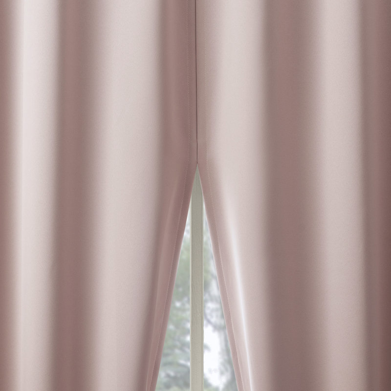 Blush Polyester 52" x 84" Blackout Curtain Panel Pair with Magnetic Closure