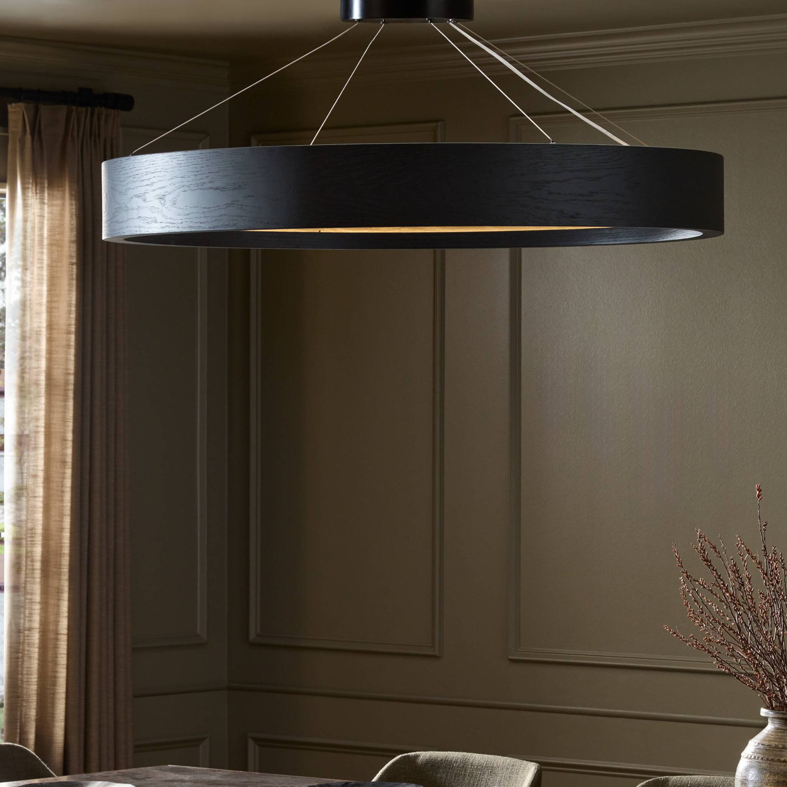 Lottie Single - Light Chandelier, 25" H x 48.5" W x 48.5" D, Black Oak