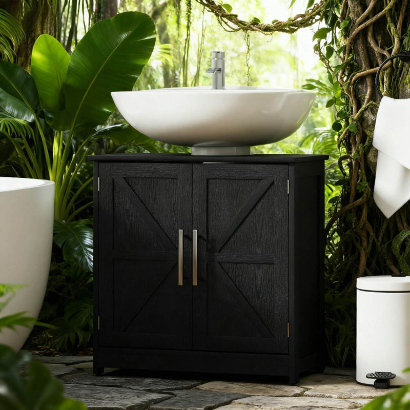 23.6'' Bathroom Vanity Base Only, Distressed Black