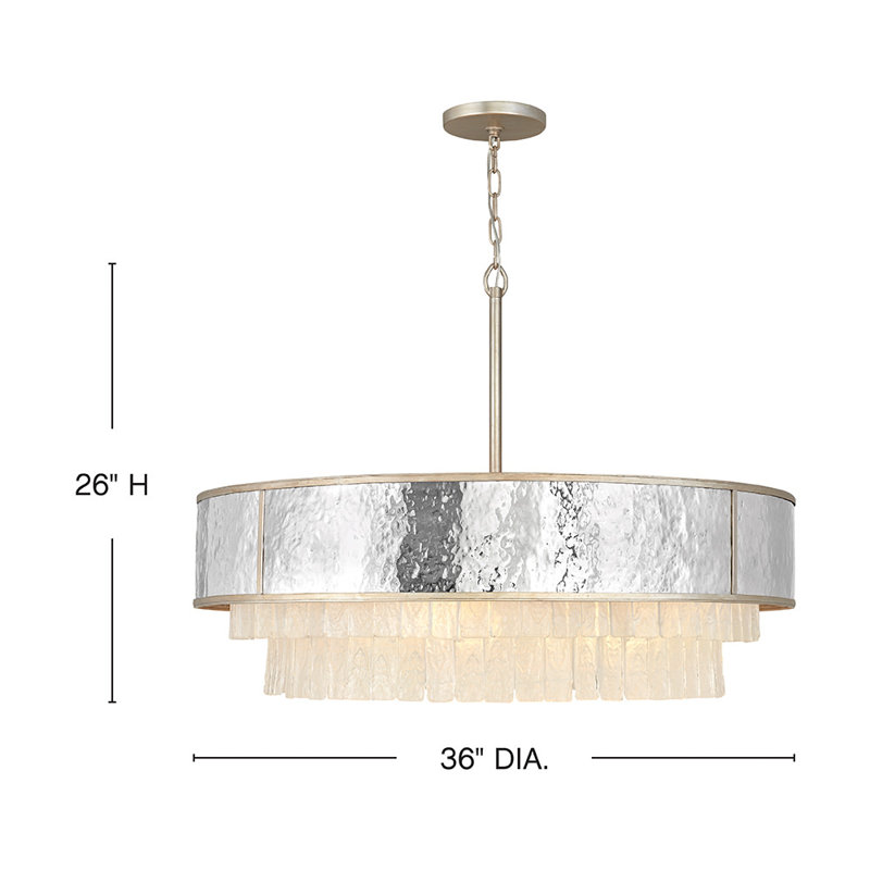 Reverie 8 - Light Unique Drum Chandelier, 26" H x 36" W x 36" D