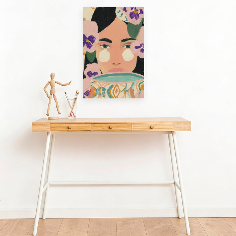 «Dreamy Floral Portrait», impression d'art mural, H 18 po x l 12 po