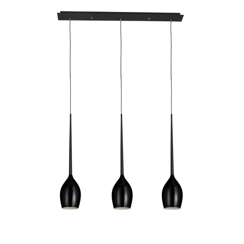 Izza 3 - Light Black Kitchen Island Pendant, Shiny Black