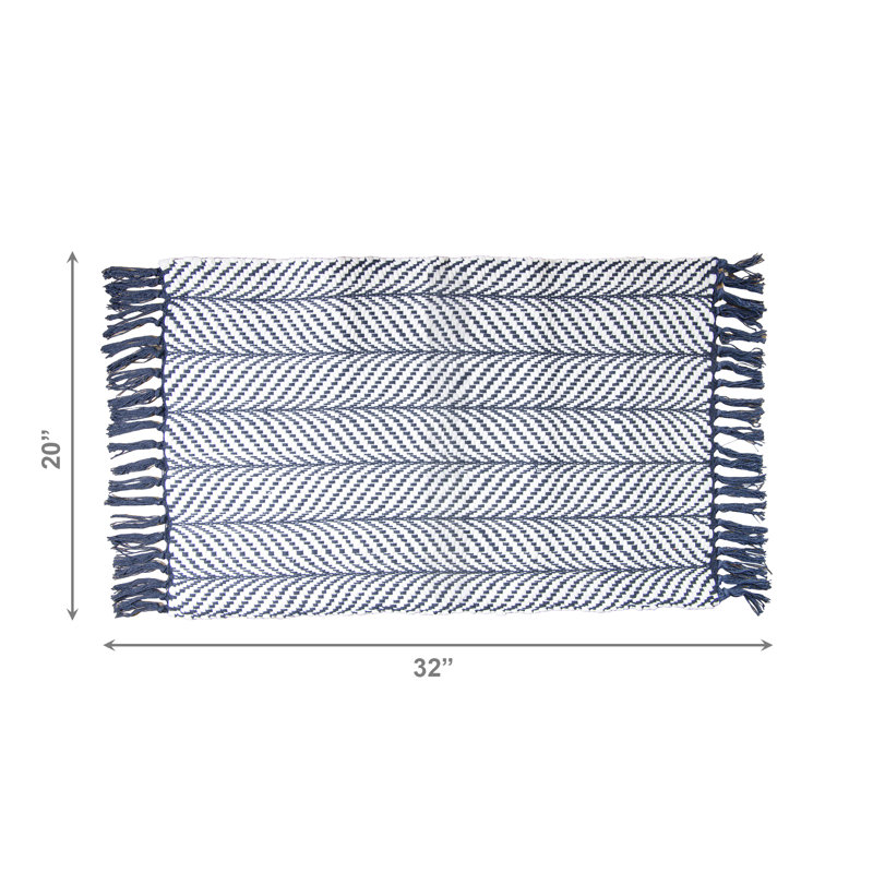 Tapis bleu marine tissé à la main 20 po x 32 po - ensemble de 2, Navy Blue, Rectangle 1 pi 8 po x 2 pi