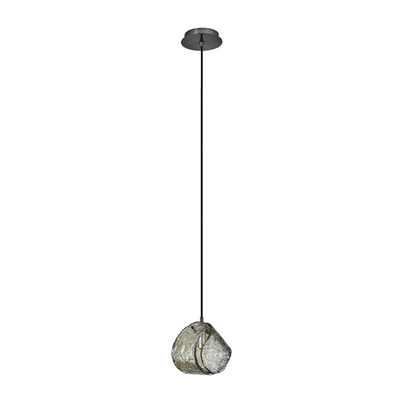 Luminaire suspendu nickel satiné 7,5 pouces 1 lumière (40 watts) Pallina, Marron clair, Nickel satiné