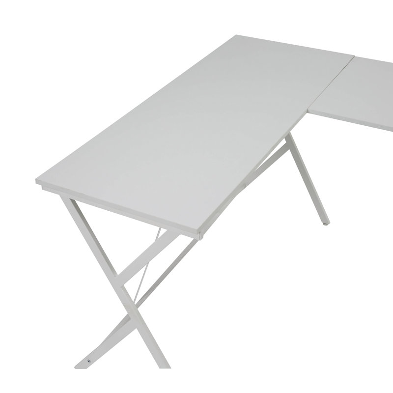 Dazenus White Finish L-Shape Computer Desk With Spacious Work Area And Sturdy Metal Frame, Ideal For Compact Spaces, White