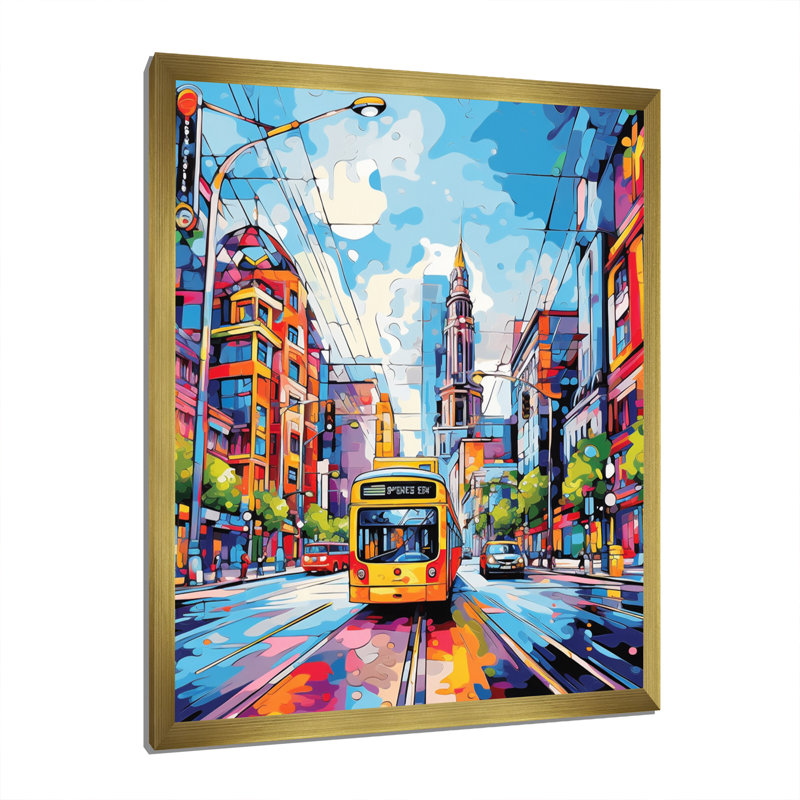 «Durgan City Berlin Popart I», reproduction sur toile, H 32 po x l 16 po x P 1 po, Encadrement doré