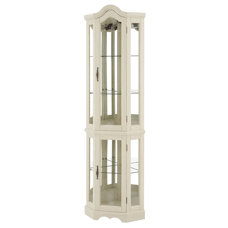 Lighted Corner Curio Cabinet With Tempered Glass Doors, White