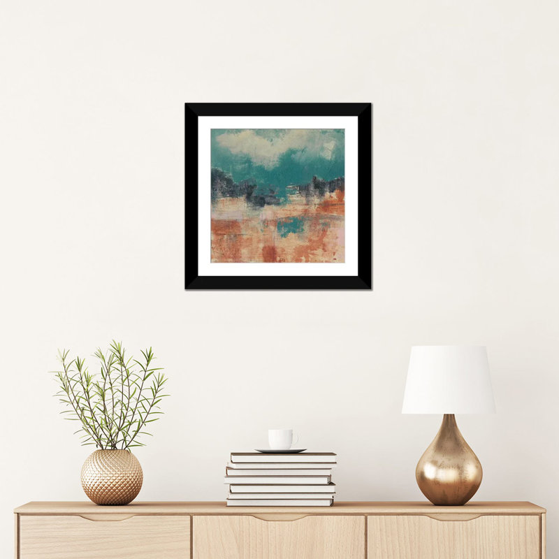«Teal Sky II» par Jennifer Goldberger - reproduction d'art sur toile tendue, H 16 po x l 16 po x P 1 po, Blanc