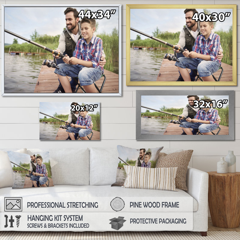 " Hunter S Fishing Pursuit II ", 34" H x 44" W x 1.5" D, Silver Single Picture Framed