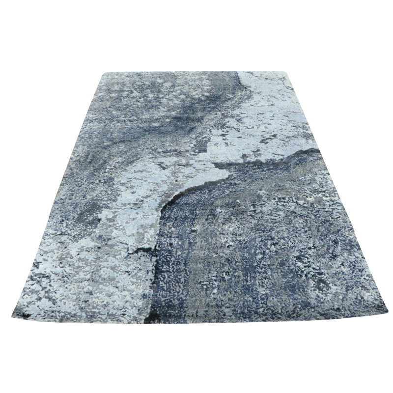 Tapis zone en laine gris/ivoire 8 pi 10 po x 11 pi 10 po one-of-kind à la main noué la Cortland