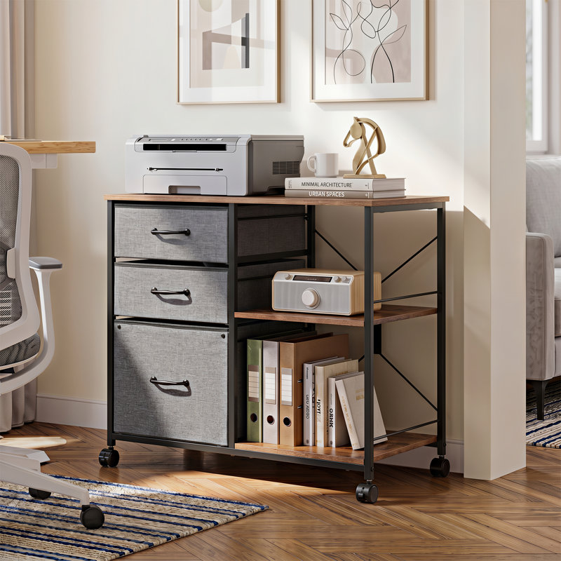 Classeur Kaylianna 29,6 po, classeur mobile avec tablettes et tiroirs de rangement, classeurs de bureau personnel pour format A4 / lettre / légal, classeur pour imprimantes