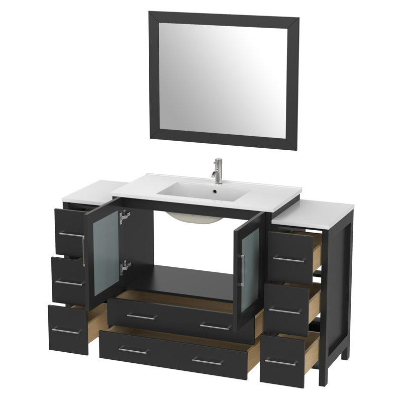  Ensemble de meuble-lavabo simple 60 "avec miroir 60", Espresso