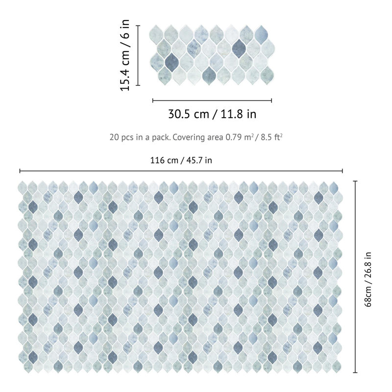 Xavieyah 15.4cm W x 30.5cm L Vinyl Peel and Stick Mosaic Tile