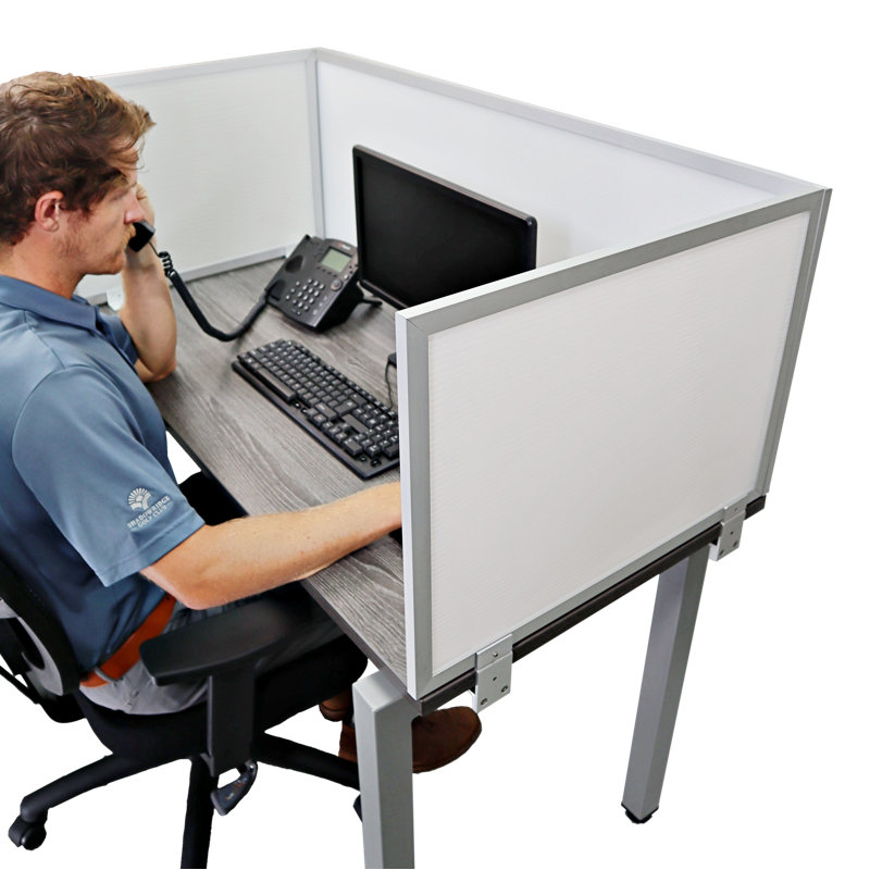 Panneau d'intimité en polycarbonate fixé au bureau, En aluminium, H 18 po x l 48 po x p 0,63 po