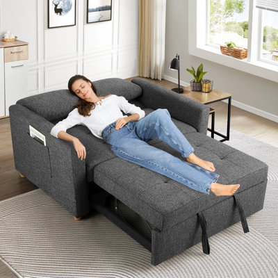 Ross 48.5" Convertible Sofa Bed 3-in-1 Upholstered Reclining Sleeper Sofa Couch Bed with Cushions for Small Spaces
