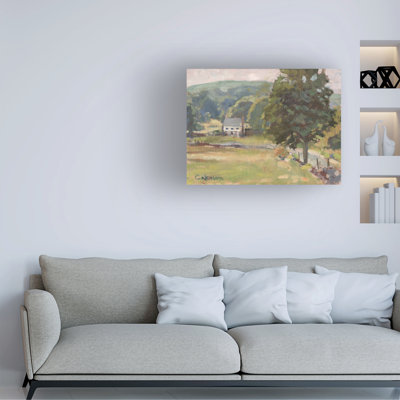 Wrapped Canvas Wall Art - Stephen Calcasola  'New England Countryside Home' Wall Art for Living Room, Bedroom, or Office Décor  - 24x32
