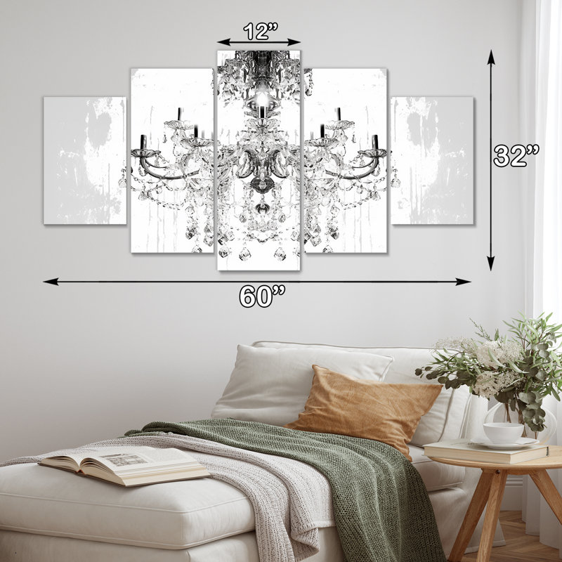 Ensemble de 5 décorations murales Epineux - Glam Chandelier, H 32 po x l 60 po