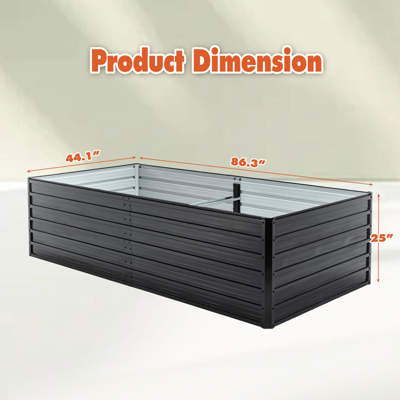 2 Pack 8X4x2 Ft Galvanized Steel Raised Garden Bed, Black, Vegetable & Flower Planter, Wind - , Rust Proof, Safe Modern Design Metal Bed Kit, For Herb, Vegetable, And Fruit Planting, Open Base