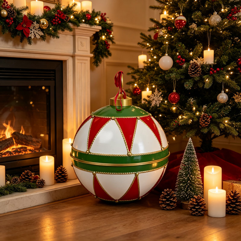 Boule de Noël vintage de 40 cm (16 pouces), décoration en métal, clochette festive à suspendre pour porche, portail, foyer, décoration de fêtes de fin d'année à la maison