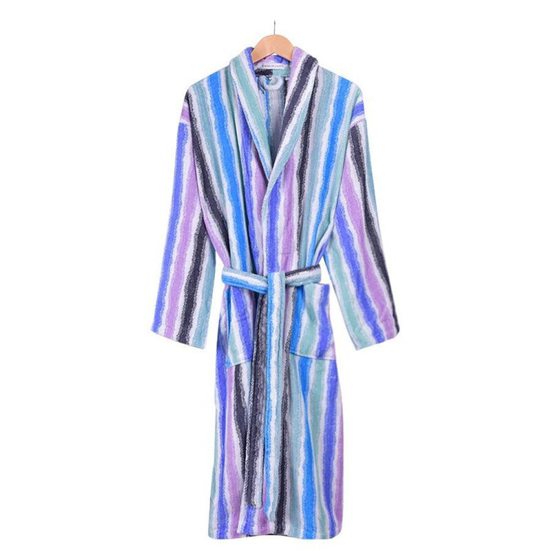 100% Cotton Mid-Calf Bathrobe with Pockets, M