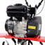 Motoculteur robuste, moteur à gaz 7 CV, 212 CC, 6 pales de 32,5 po de largeur et 10 po de profondeur.