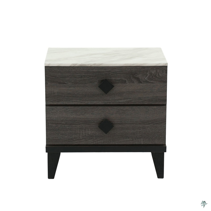 Table de chevet en bois deux tons avec 2 tiroirs