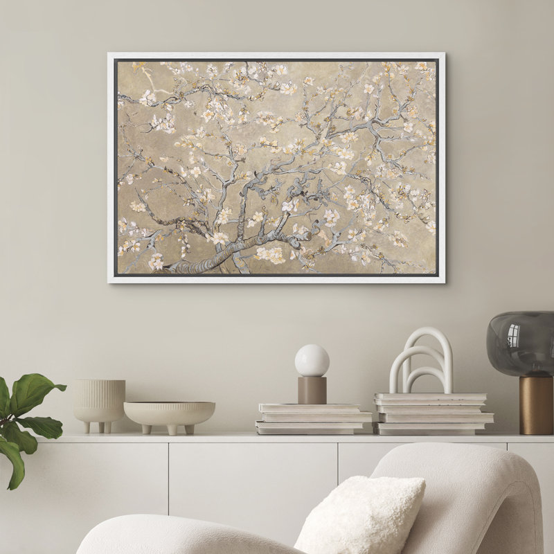 Reproduction d'art sur toile encadrée - rétro, botanique, salon, maison de campagne moderne, décor, H 24 po x l 36 po, Blanc