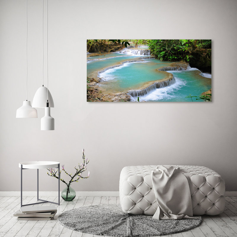Waterfall In The Forest - Print, 60cm H x 120cm W x 2cmD, Wrapped Canvas