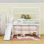Lit mezzanine simple Amrina avec glissoire et tablettes de rangement-314850967