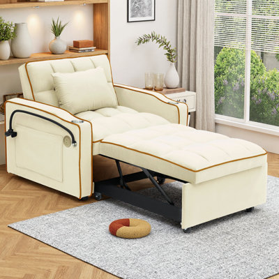 Versatile Foldable Sofa Bed In 3 Lengths With Usb Port & Phone Stand, Adjustable Backrest
