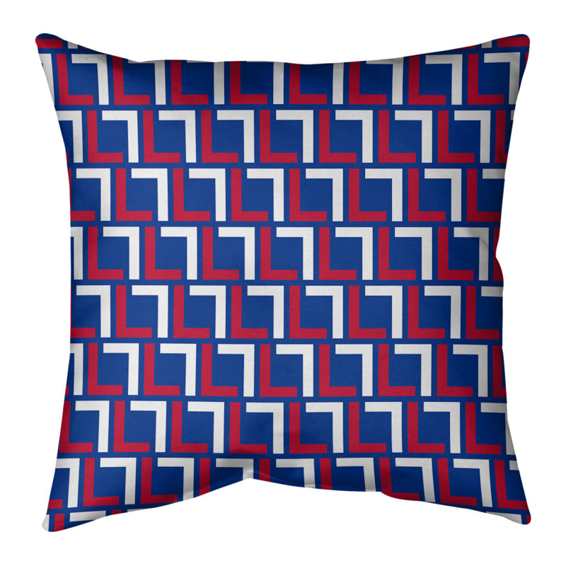 Housse et insert de coussin carré de luxe Buffalo Football, Bleu / Rouge / Blanc, 18" x 18", Croisé en coton