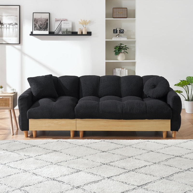 Canapé-lit à 3 places avec technologie Locker, Ours en peluche noir, H 32,5 po x l 84,65 po x P 41,73 po, 3