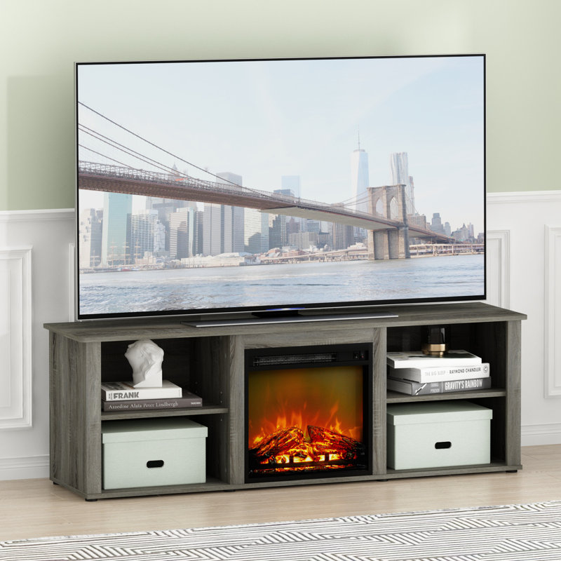 Callalily TV Stand for TVs with Electric Fireplace Included, 21.4" H x 63" W x 15.8" D, French Oak