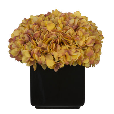 Real Touch Gold Hydrangea Arrangement in Vase