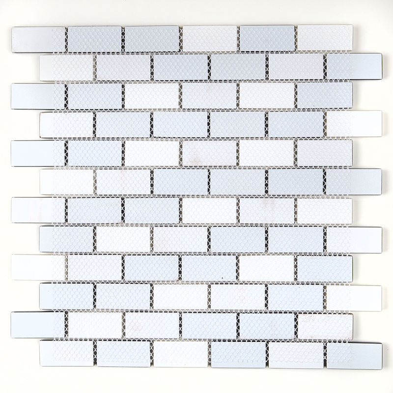Color Wave 1" x 2" Glass Brick Joint Mosaic Field Tile in Winter Blues, Classic Evening Mixes