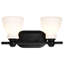 Meuble-lavabo 2 lumières Loletta - noir mat avec verre blanc satiné