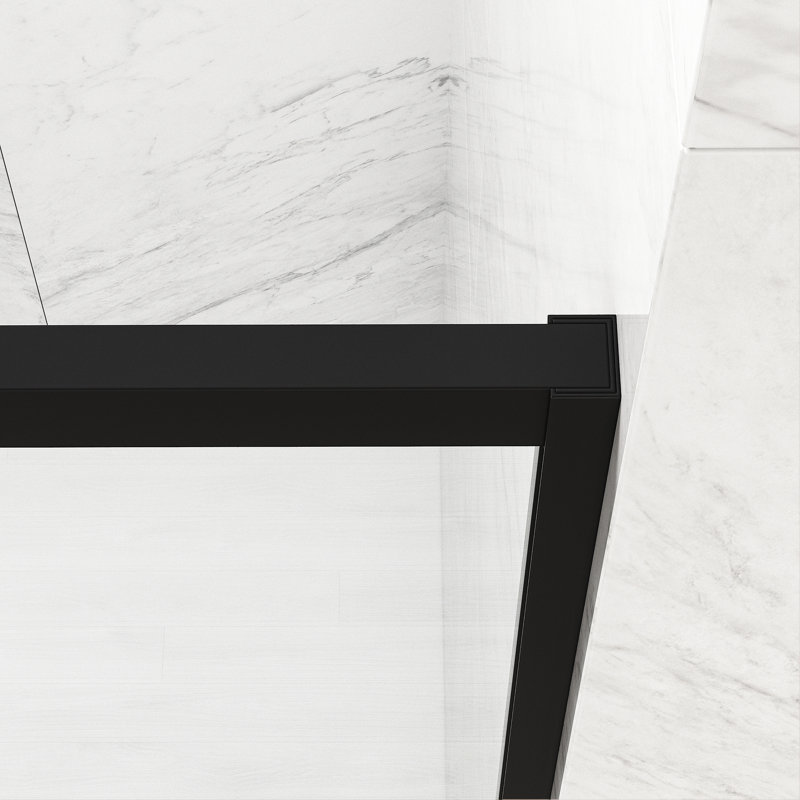 VIGO Paloma - Porte de douche coulissante double semi-sans cadre l 56 po x l 74 po x H 74 po noir mat, Noir