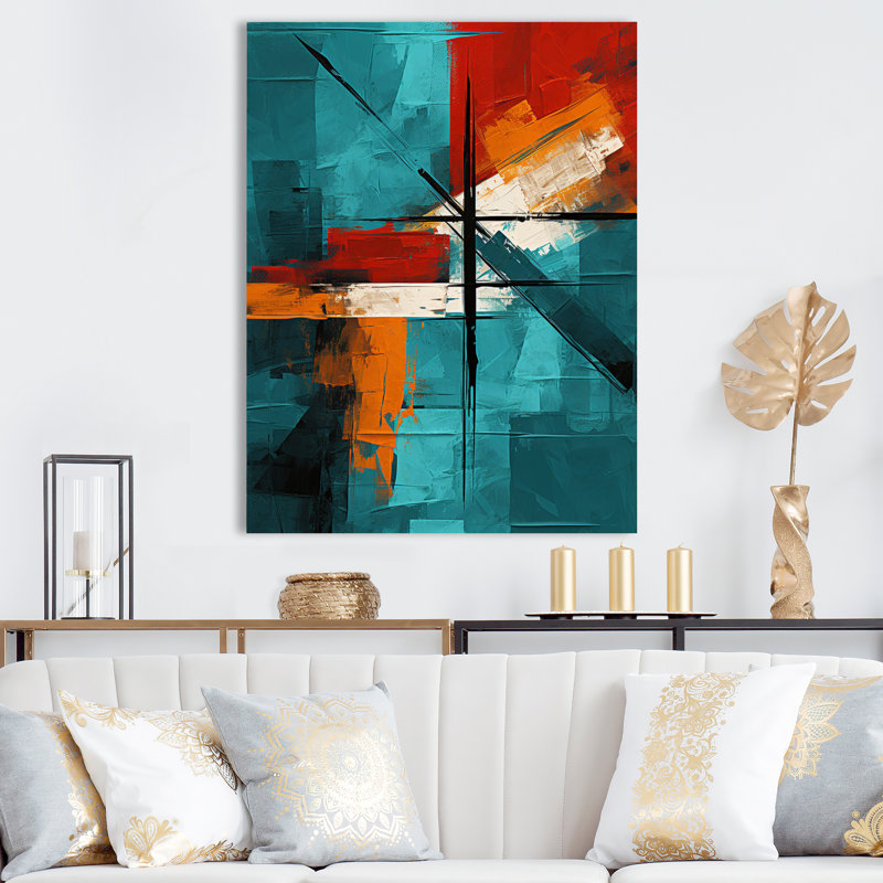 «Impossible Logic Of Love Abstract In Teal I», reproduction d'art sur toile, H 44 po x l 34 po x P 1,5 po, Toile tendue