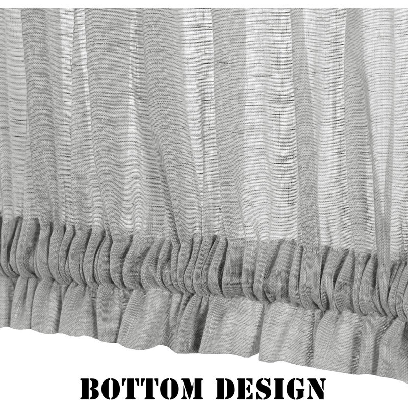 Linen French Door Curtains Privacy Light Reducing Door Curtain with Tieback | Rod Pocket Curtain 1 Panel for Glass Door Feature Open Weave Textured Linen