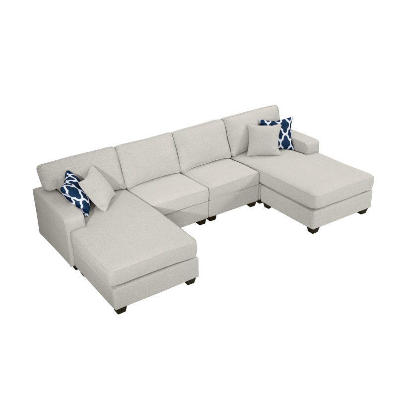 Canapé modulaire rembourré Onesia, Polyester gris clair