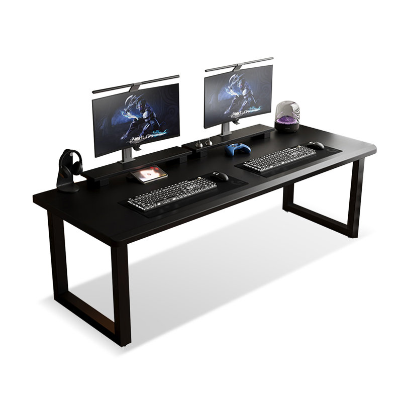 Bois massif noir rectangulaire avec bureau d'écriture, Noir, H 29,53 po x l 62,99 po x P 27,56 po