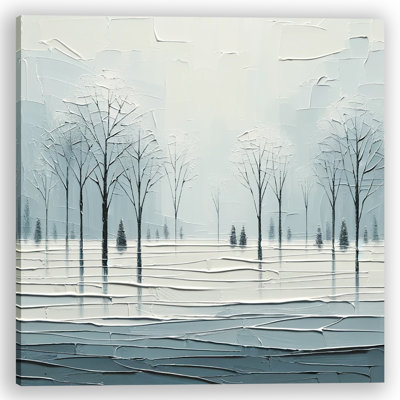 " Abstract Winter Calm: Textured Trees In Snowscape "
